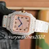 Orologio da uomo Premium All Diamonds 40 mm Gypsophila quadrante con numeri arabi/romani Movimento meccanico automatico Vetro zaffiro Orologio da polso di design di alta qualità