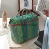 Totes 3 kleuren Dames Duurzame Weave Strandtas Geweven Emmer Casual Tote Handtassen Tassen Populair Ontvang str plastic gevlochten mandenstylisheendibags