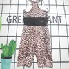 Womens Leopard tryckt badkläder beskurna t -skjorta sport leggings delade baddräkt designer baddräkt