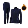 Completo da yoga Set di biancheria intima termica da donna invernale Colletto alto Camicia termica da donna con mutandoni lunghi ad asciugatura rapida Abbigliamento caldo femminile