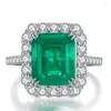 Clusterringen Sieraden 2023 925 Zilver 5 Emerald Cut 10 12 Geometrische Diamanten Ring Grensoverschrijdend