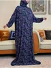Etniska kläder muslimska kvinnors huva abaya kalkon-afrikanska bönplagg kaftan klänning med hijab blommor tryck dubai saudi mantel i Ramadan 230412