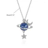 Collane con ciondolo Stella Luna Palla Piccola collana universo Cubic Zirconia Sapphire Adatto per regalo di laurea