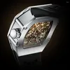 Wristwatches AESOP 7035 Square Case Tourbillon Mechanical Watch For Men Skeleton Luminous Clock Dial Bezel Sports Timepieces