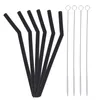 Gobelets jetables pailles 16 pièces paille en Silicone noir café Durable brosses utiles Portable Gel de silice boisson créative roman boisson Banquet