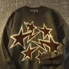 Męskie swetry Y2K Men Sweater Harajuku styl gwiazda drukuj luźne dzianiny pullover streetwear kobiety gotycka vintage ponadwymiarowa