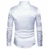 QNPQYX nouveaux hommes chemise soie Satin lisse hommes solide smoking affaires chemise hommes décontracté Slim Fit brillant or robe de mariée chemises S-XXL