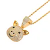 Collane con ciondolo Freewear Ottone di alta qualità Maiale animale Ghiacciato Zircone Pietra Collier Collana da uomo color oro Gioielli hip hop