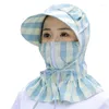 Visors Summer Plaid Sun Shats Shect с защитой от вентилятора широкая края Anti-UV.