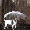 Hundebekleidung 2023 Gehende wasserdichte klare Abdeckung eingebaute Leine Regen Schneeregen Schnee Haustier Regenschirm Regenmäntel für Produkte Zubehör
