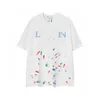 2023 Designer Luxury Lanvins Classic Hand Painted Graffiti Speckled Short Sleeve T-Shirt för män och kvinnor Trendiga Lossa bekväma 27 GC