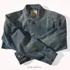 Men's Jackets Vintage Do The Old Cowboy Jacket Clothing Spring And Autumn Washed Stand-up Collar Slim Fit Casual Coat