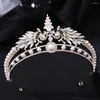 Pinzas para el cabello KMVEXO Barroco Pavo Real Cristal Perla Tiaras Nupcial Corona Rhinestone Desfile Diadema Novia Diadema Cumpleaños Boda Joyería