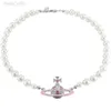 Designer Viviene Westwoods Empress Viviennewestwood Dowager Classique Rose Laqué Saturne Collier De Perles Ouyang Nana's Light Luxury Collar Chain