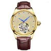 Montres-bracelets AESOP Marque Original Tourbillon Diamant Montre De Luxe Saphir Bracelet En Cuir Mécanique Montre-Bracelet Étanche Pour Hommes Montre