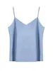 Camisoles Tanks Toppies Green Satin Woman ärmlös toppar Summer Imitation Silk Elegant Vest Solid Color Tube 230413