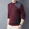 Pankys masculins 2024 Tendance de mode d'automne et d'hiver Round cou tricot coloré à manches longues confortables Pull de sous-couche chaude décontractée