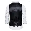 Men's Vests Suit Vest Business Formal Dress Waistcoat Tuxedo For Men Black Blazer V-Neck Single Breasted 3 Pockets