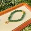 Filo di spinaci naturali Hetian Jade Hand String Jasper Advanced Apple Green Lotus Flower Bracciale Cerchio originale