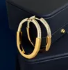 Hoop & Huggie Gold Plated U Style Crystal Lock Earrings Jewelries Letter wedding gift factory wholesale With dust bag