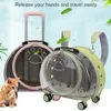 Dog Pet suitcase transparent trolley case cat bag portable dog space capsule large capacity backpack 231110