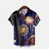 Casual shirts voor heren 4 juli Mens Gedrukt Camisa Masculin -Amerikaanse vlag Grafische korte mouw Beach Blouses Independence Day Blusas