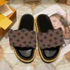 Diseñador Piscina Almohada Mujer Sandalias Zapatilla Lado Atardecer Plano Comodidad Mulas Acolchado Correa delantera Zapatillas Estilo de moda Diapositivas Sandalia 35-45