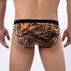 Cueca cuecas de roupas íntimas de baixa de homens de baixa cintura calcinha de estampa de leopardo de baixa cintura respirável u convexo bolsa cueca calzoncillos