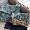 Borsa a tracolla trapuntata a catena in denim di lavaggio per ragazze di design nuova Borsa a tracolla regolabile a catena con tracolla singola moda L231113