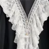 Women's Blouses Black Lace V-Neck Beaded Bubble Sleeve Shirt For Women Autumn Versatile Reduced Age Doll Long Female Sweet