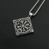 Pendant Necklaces 10pcs Nordic Viking Stainless Steel Square Compass Necklace For Men Hip-hop Fashion Jewelry