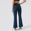 AL Yoga Flare Leggings High-Waist Flutter Legging Damen Split-Saum High-End Bootcut Hose Hip-Lifting Stretch zeigt Beine Slim-Fit Belüftung Kick-Back Gym Hose