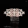 Hair Clips SLBRIDA Alloy Rose Gold Color Crystals Pearls Rhinestones Wedding Comb Bridal Pieces Accessories Women Jewelry