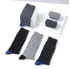 Chaussettes pour hommes 6 paires hommes affaires robe Tube haute qualité pur coton décontracté marque Design de mode bleu points motif MaleMiddle