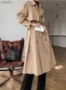 Mulheres Trench Coats Vintage Windbreaker Mulheres Outono Inverno Khaki Jaquetas Senhoras Elegantes Double Breasted Belt Coats Fe Casual V Neck JacketL231113