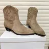 디자이너 New Isabels Dicker Suede Ankle Boots 정품 가죽 패션 New Pop Marant Paris Western에서 영감을 얻은 활주로 Dickers Booties Shoes