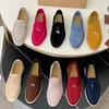 Elbise ayakkabıları kadın tasarımcı daireler loafers katırlar metal toka süet deri slip-on erkek yaz ayakkabı kutu