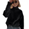 Женские свитера, женская водолазка, объемный пуловер с длинными рукавами, свободный джемпер массивной вязки