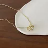 Chaînes Tendance Ronde Zircone Collier Pour Femmes Or Couleur Cuivre Alliage Vintage Lumière De Luxe Fille Wedsing Cérémonie Ras Du Cou Bijoux Cadeau