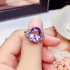 Cluster Ringe Charming Big Size Lila Amethyst / gelber Citrin Ring für Frauen Schmuck Echt 925 Silber Gute Farbe Naturstein Geburtstag