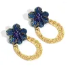 Boucles d'oreilles AENSOA Corée Mode Résine Acrylique Fleurs Creux Goutte D'eau En Métal Pour Femme Marque Grande Grande Boucle D'oreille Brinco Bijoux D'oreille