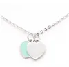 Pendant Necklaces Design Brand Heart Love Necklace For Women Stainless Steel Accessories Zircon Green Pink Jewelry Gift fashion jewelry