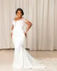 Elegant Mermaid Wedding Dresses Long Sleeves V Neck Beaded Sequins Appliques 3D Lace Satin Zipper Plus Size Elegant Bridal Gowns Plus Size Vestido de novia Custom