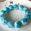 Strand Genuine Natural Blue Larimar Redes redondas de alta qualidade 16 mm Certificado de pulseira Mulheres Mulheres