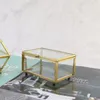 Schmuckbeutel Retro Rechteck Transparent Golden Glas Ring Box Hochzeit Geometrischer Organizer Zuhause Dekorativ Zur Aufbewahrung Schmuckstück