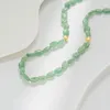 Pendant Necklaces Brass Natural Green Stone Beads Choker Necklace Women Jewelry Punk Designer Runway Rare Gown Boho Japan Korean