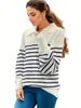 Women's Sweaters Striped Knit Sweater Autumn And Winter Fine Imitation Wool Loose Sleeved Base