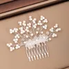 Grampos de cabelo pérolas pentes feitos à mão flor headpiece cristal er jóias de casamento feminino grampos de cabelo acessórios de noiva