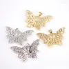 Pendant Necklaces 5Pcs High Quality Gold /Silver Color Butterfly Charms CZ Pave Dainty Necklace Charm