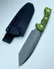 1st High End Outdoor Survival Straight Knife A2 Grå titanbelagd Tanto Point Blade Full Tang Green G10 -handtag med Kydex